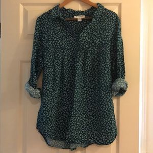 Green floral maternity shirt